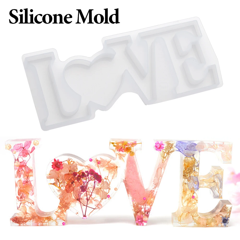 Silicone mold 1 PC Heart Shape HOME LOVE Silicone Mould Letters Crystal Resin Mold DIY Crafts Casting MoldsHome Decoration Jewelry Making Tool
