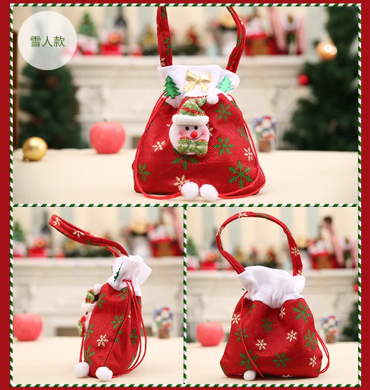 Мешок Санта-Клауса яблоко конфеты мешок год украшения для рождественской елки Рождественский мешок зимнее украшение снеговик