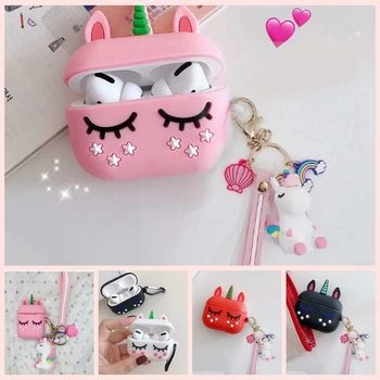 

For airpods 1/2 For airpods Pro Case Cute Unicorn Cartoon keychain silicon Cover For air pods Pro 3 Cover funda Earphone Case