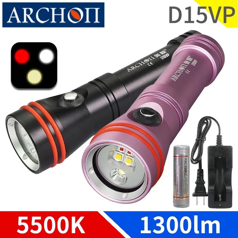 D15VP warm white 5000K HD video diving lights 6500K diving flashlight Underwater 100m diving photoraphy light red fill lighting