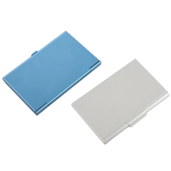 

2Pcs Creative Useful Box Cover Credit Business Card Wallet - Blue & Silver