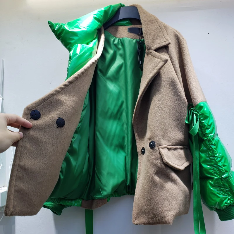 TWOTWINSTYLE, уличный хит, цветные женские парки, воротник с лацканами, длинный рукав, теплое плотное хлопковое пальто для женщин,, Зимняя мода, новинка