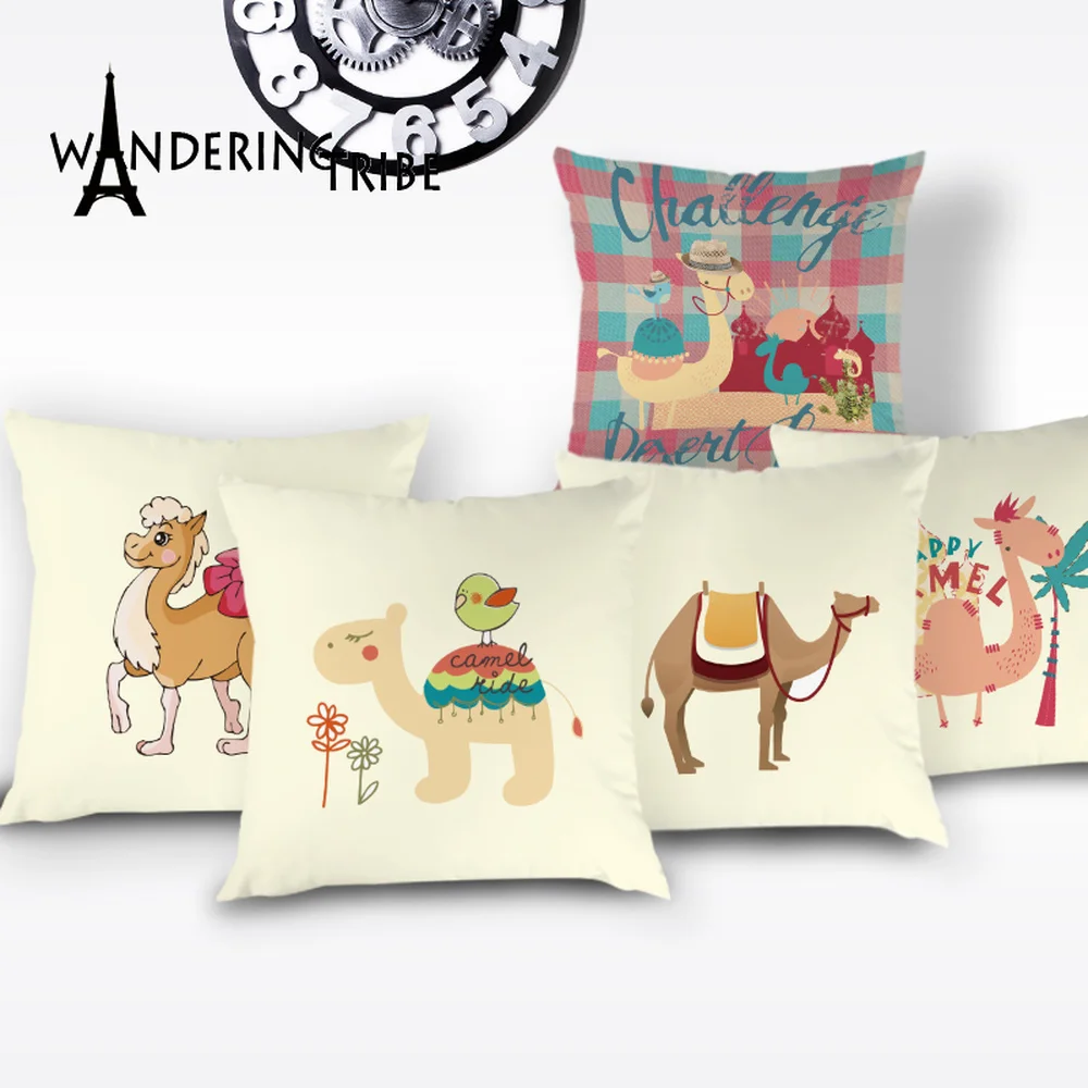 

Cartoon Llama Pillow Case Colorful Desert Decorative Cushion Cover Outdoor Pillows Cases Camel Home Decor Sofa Cushions Covers