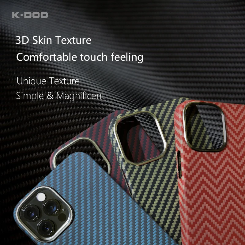 K-doo – coque en fibre de carbone véritable Kevlar, étui fin et polyvalent en matériau pare-balles pour iphone12/12mini/12pro/12promax ► Photo 2/6