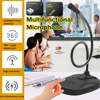 

Flexible Stand mini Microphone Studio Speech USB / 3.5mm Gooseneck 360° Mic Wired Microphone for Computer PC Desktop Meeting