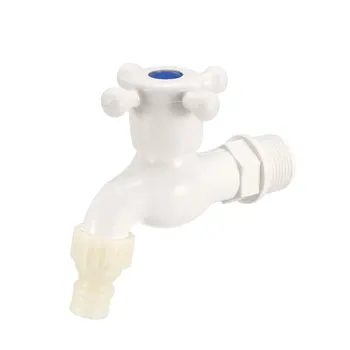 

uxcell 4pcs Plastic Water Tap Faucet Cross Handle with Single Spout G3/4 Male Thread Suitable for Kitchen, Bathroom, Garden