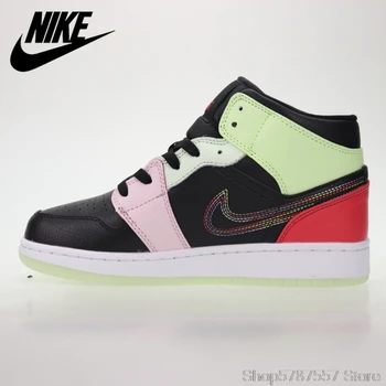 

Nike Air Jordan 1 Mid Glow In Dark Women's Breathable Basketball Shoes Sports Sneakers Eur Size36-39 AV5174-076 36-40