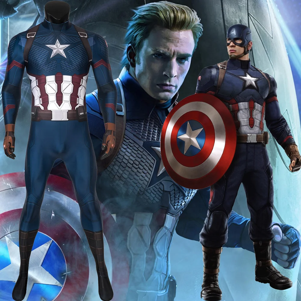 

Captain America Steve Rogers Costume Cosplay Superhero Spandex Zentai Bodysuits Jumpsuit Halloween Costume Captain Adult Kids