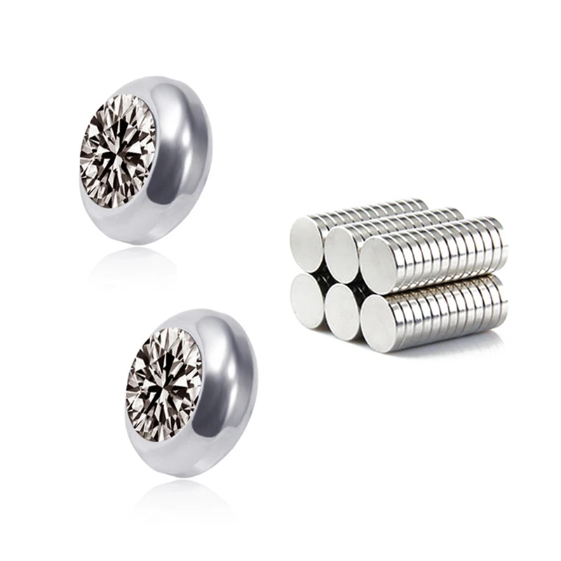 Уникальные магнитные серьги 8 мм без отверстий, круглые магнитные серьги с кристаллами для женщин и мужчин, серьги в стиле панк - Окраска металла: GY