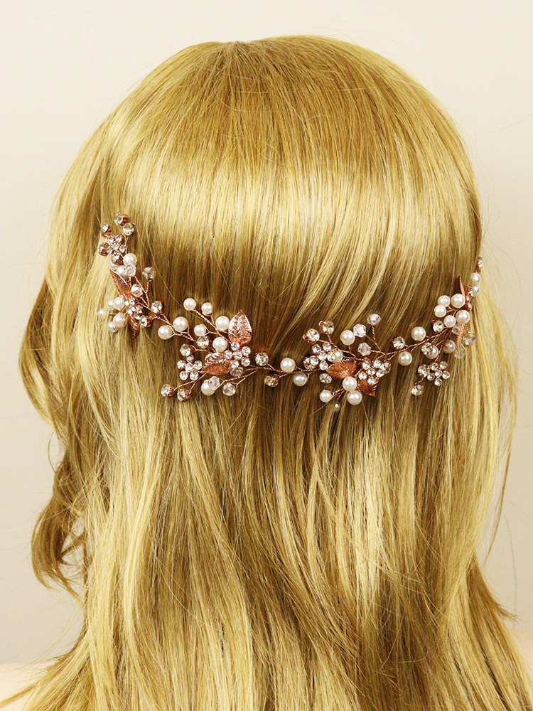 Rose gold Leaves Headbands Floral Hair Vine Women Hairband Tiaras Wedding Party Hair Decoration Bridal Accessories
