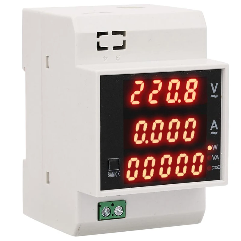 

Digital Energy Meter Din Rail LED Active Power Factor Multi-Functional Meter AC 80-300V/AC200-450V 0-100A Active Power Meter