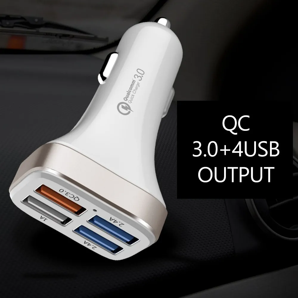 Многофункциональное Мини Автомобильное зарядное устройство 4 usb-порта Быстрая зарядка Qc3.0 автомобильное зарядное устройство адаптер Черный/белый# LR25