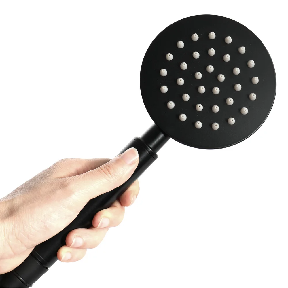 

Hideep Bathroom Handheld Sprinkler Black And White with Pattern Stainless Steel Circle Hand-Held Shower Head HIHSPJ113-3