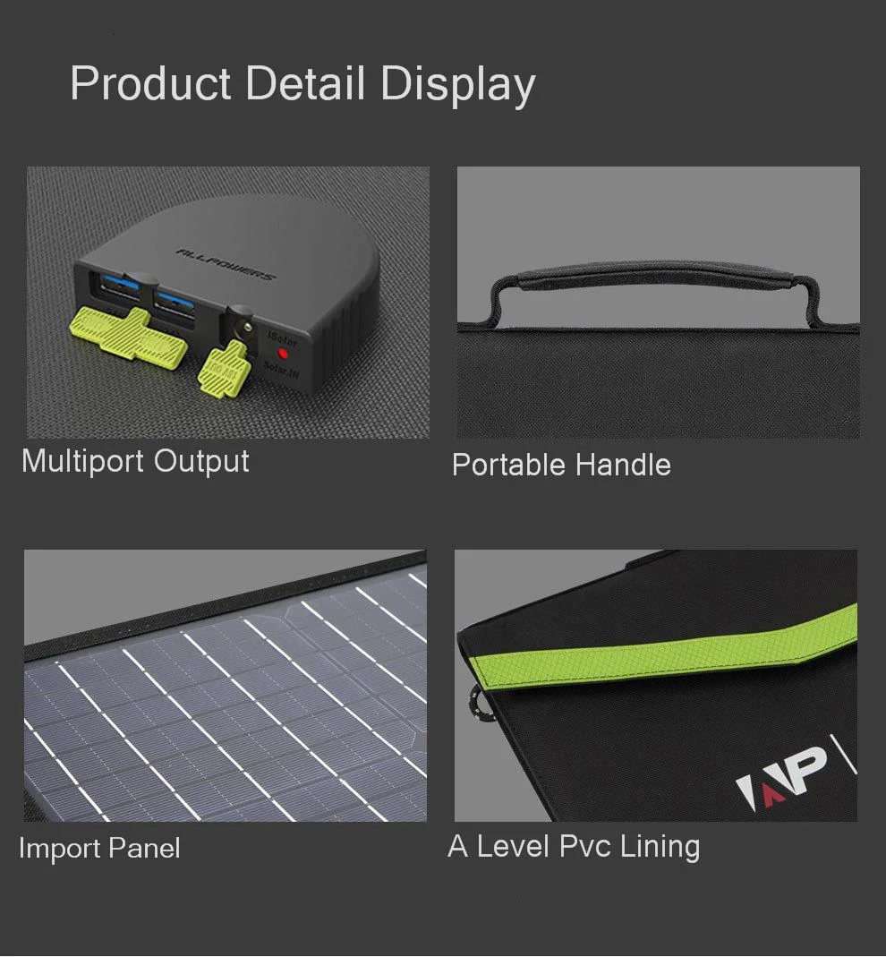 Vogek Солнечная энергия внешний аккумулятор складной 60 Вт Солнечный внешний аккумулятор на открытом воздухе водонепроницаемый USB Солнечная энергия зарядное устройство