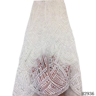 YF HZGJMY ручной работы бисером тяжелое Африканское кружево Высокое качество вышитые французские сетчатые кружева последняя нигерийская Тюль Ткань A2936 - Цвет: As Picture