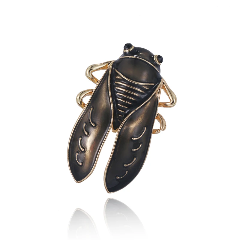 

baiduqiandu Brand New Arrival Gold Color Plated Fashion Enameled Cicada Bijoux Jewelry Brooches for Women