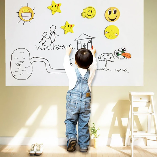 Pegatinas de pared de pizarra blanca adhesiva extraíble para niños, papel  tapiz borrable creativo, grafiti, Adhesivo de pared de pizarra blanca,  bricolaje, empresa de mensajes - AliExpress