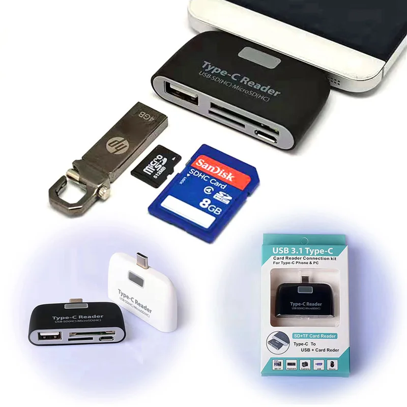 Многофункциональный адаптер для карт памяти USB 3,1 type C USB-C TF SD OTG кард-ридер для Mac-book Phone Tablet Card Reader