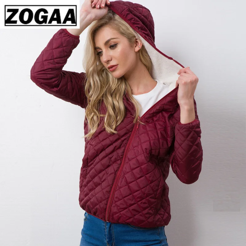 ZOGAA New Autumn Women Parkas Basic Jackets Female Winter Plus Velvet Lamb Hooded Coats Cotton Winter Jacket Womens Outwear Coat