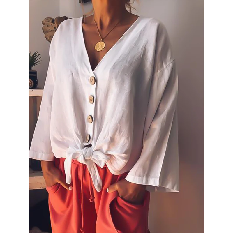 

Solid Color Long Sleeve Shirt Fashion Maternity Shirt Tops and V-neck Blouses Boho Women Clothing Maternity Wear Shirts