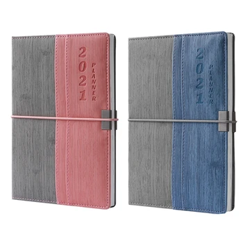

2021 Jan-Dec English Language Agenda Notebook A5 Leather Calendar Daily Planner Journal Traveler School Supplies