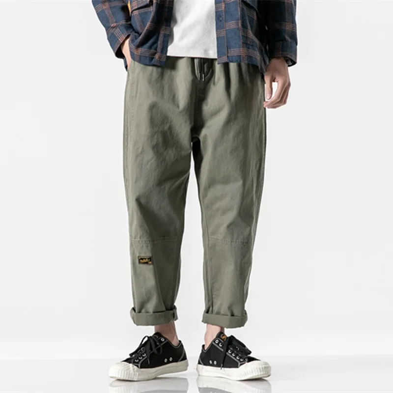 

Yi dao Vintage 2020 Spring New Style Loose-Fit Versatile Labeling Straight-leg Pants BOY'S Simple Solid Color Workwear Casual Pa