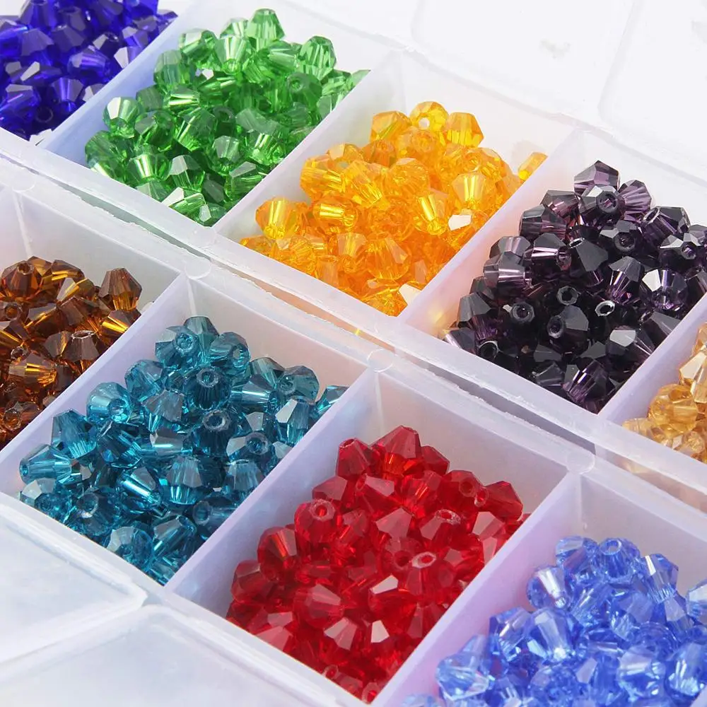 Commercio all'ingrosso 6mm 8mm perline acriliche di cristallo sfaccettato a forma bicono per la creazione di gioielli accessori per gioielli artigianali collana braccialetto fai da te