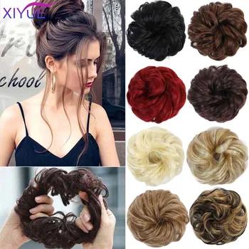 

Women Wavy Curly Chignon with Rubber Band Synthetic Hair Extensions Hair Rope Rubber Band Hair Extensions