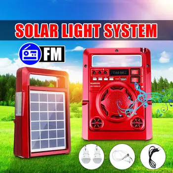 

Solar Power Panel Generator USB LED Light FM AM Radio System Kit for Home Outdoor Power Bank Function for Phone Power Charge