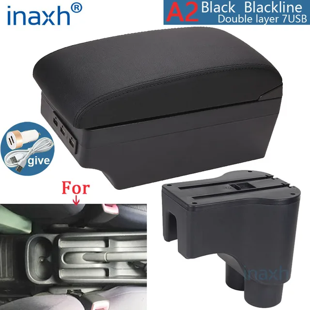 For Daihatsu Terios 2 armrest box central Store content box products interior Car Armrest Storage Car accessories parts A2 Black line 7USB