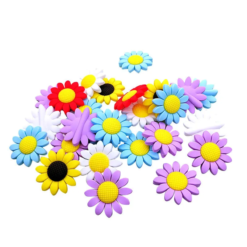 10pcs Sunflower Silicone Beads  BPA Free Baby Silicone Teether Food Grade Chew Toys For Making Pacifier Chain Accessories 6