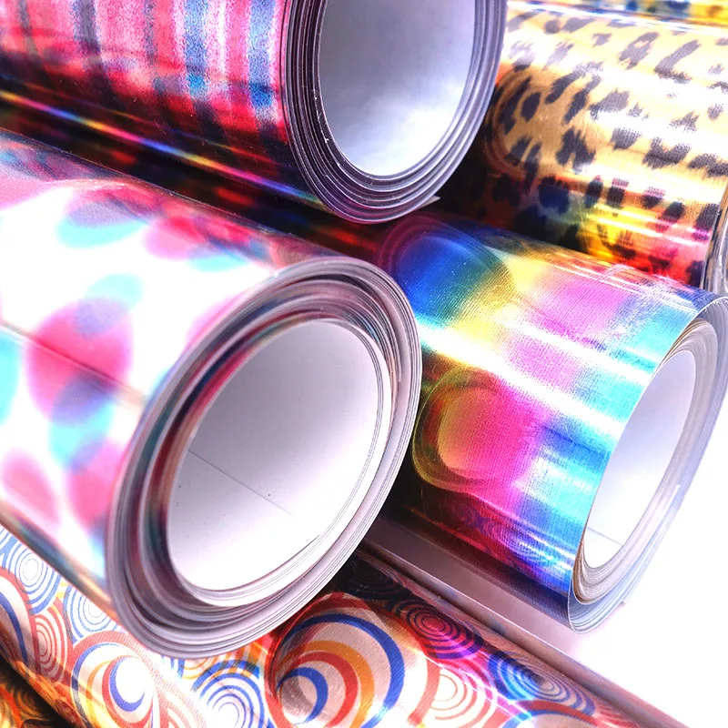1 roll 10"x20"/25cmx50cm Laser Heat Transfer Vinyl Camouflage Leopard Glass Hologram Rainbow PET Press Tshirt Iron On HTV Film