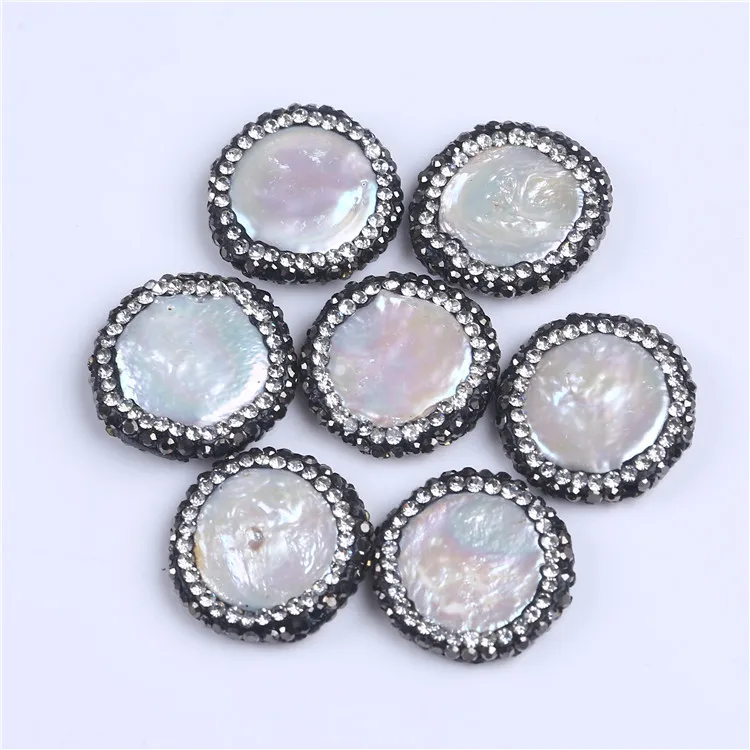 hot sale coin freshwater pearl loose big paved crystal pearl bead