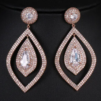 

Shine Cubic Zircon Clip Earrings with Shinning Crystal Small leaf Rose gold Color Ear Cuff Bridal Wedding Earrings Jewelry