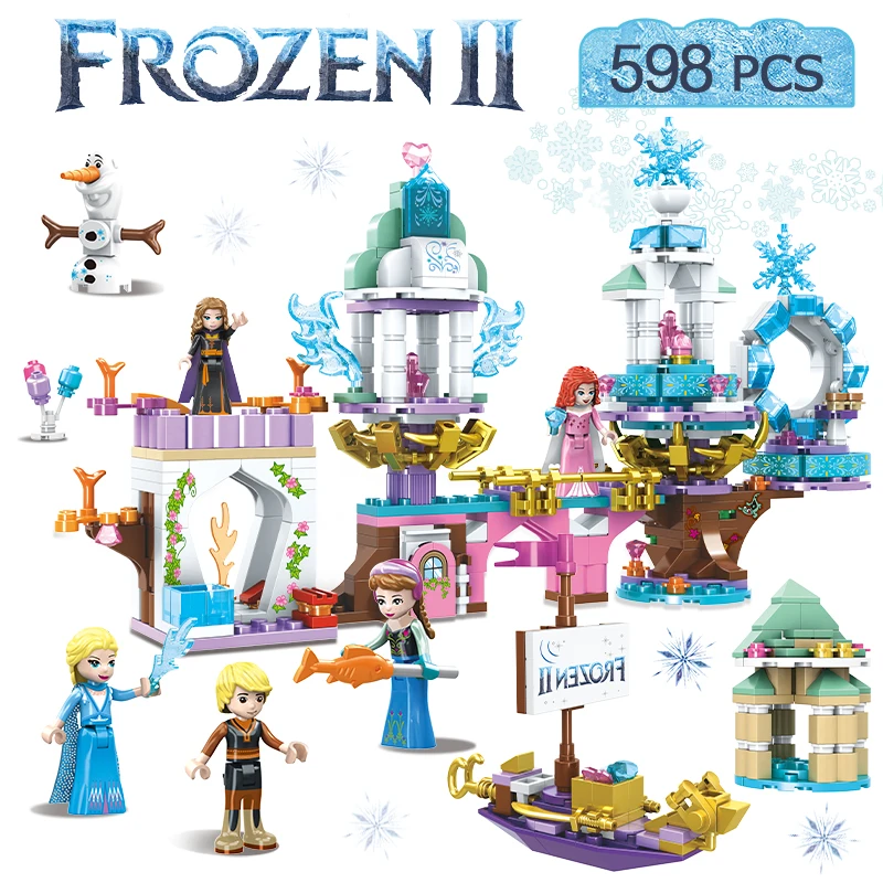 

598pcs Snow Queen Series Elsa`s Anna Magical Ice Castle Princess Compatible Legoinglys Girls Friends Building Blocks Bricks Toys