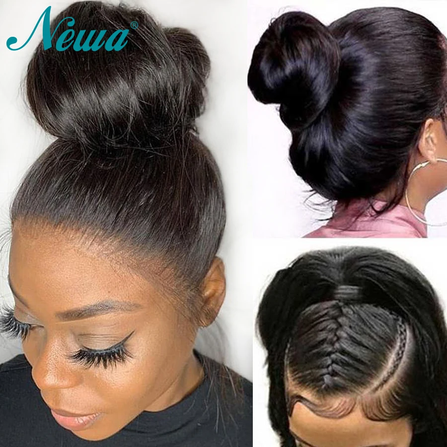 Newa Hair 360 волосы на шнурках спереди al парик предварительно сорвал с волосами младенца бразильские волосы Remy прямые человеческие волосы на кружеве парики для черных женщин