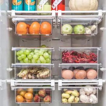 

1Pc Fruit Refrigerator Organizer Drawer Basket Refrigerator Pull-Out Drawers Fresh Spacer Layer Storage Rack