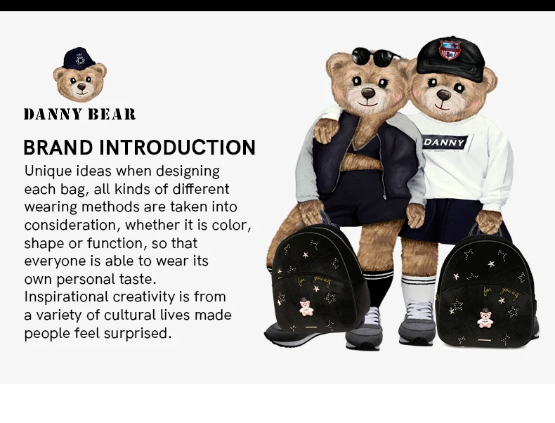 Danny Bear Navigation Bear серия Студенческая белая тканевая сумка через плечо DBWB8115026-160W