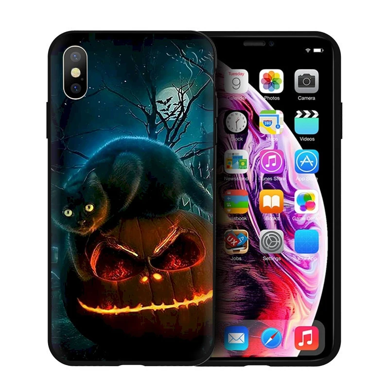 EWAU для тыквы хэллоуин силиконовый чехол для телефона iPhone 5 5S SE 6 6s 7 8 plus X XR XS Max - Цвет: B7