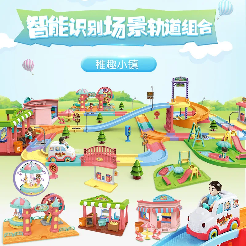 

Beibigu Camera Track Car Smart Sensing Scene Large Camera Track Combination Children Juvenile Small Town Educational Assembled T