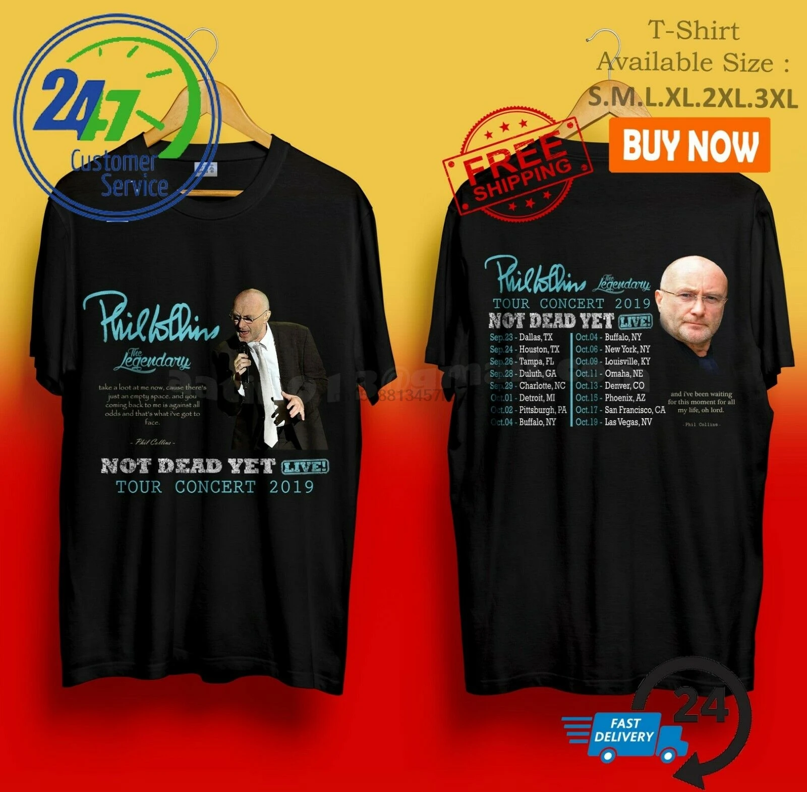 Футболка Phil Collins футболка для концертного тура Размеры S 3XL|Футболки| |
