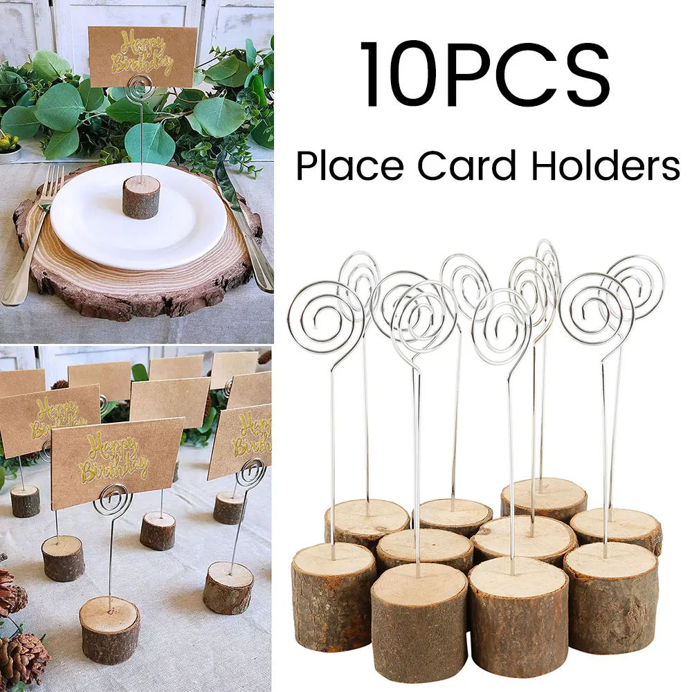 

10pcs DIY Stump Shape Photo Note Clip Retro Card Holders Wood Base Shaped Veneer Stump Photo Clip Home Wedding Party Decoration