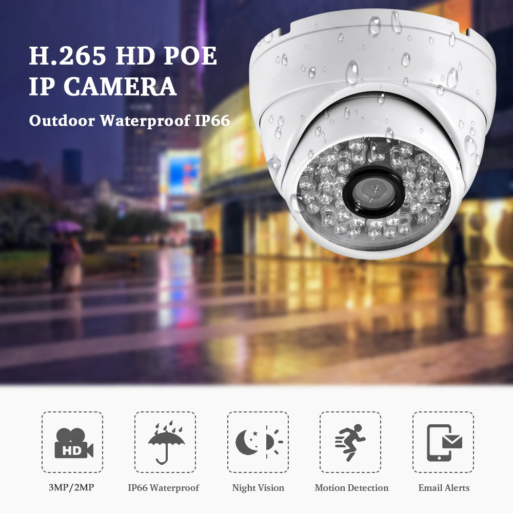

Full HD 3MP SONY IMX307 Sensor 1080P POE Security Dome IP Camera ONVIF H.265AI Outdoor Waterproof Metal Surveillance Cam