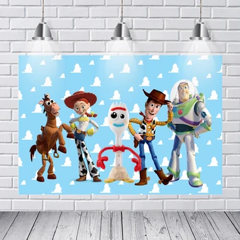 

Photo Background White Clouds Sky New Toy Story Doll Wood Jessie Lightyear Custom Photo Background Backdrop Vinyl