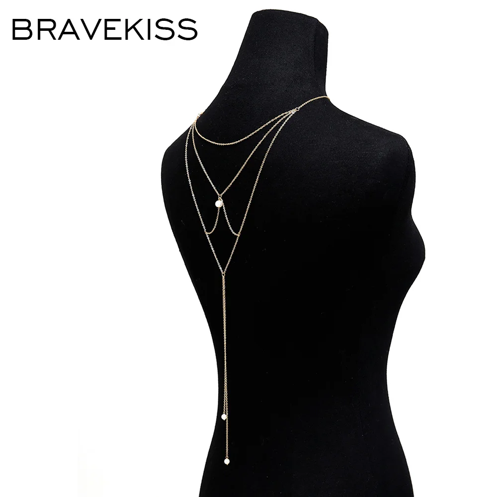 Женское жемчужное ожерелье BRAVEKISS с подвеской-кисточкой на спине модные ювелирные