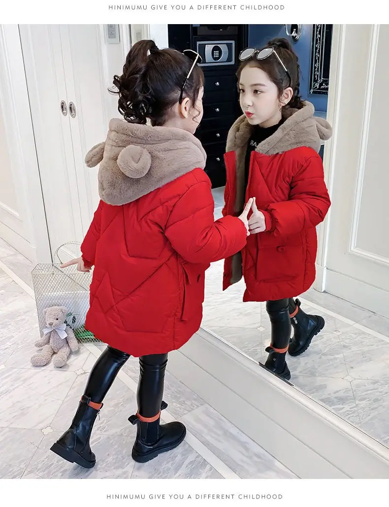 russo bebê meninas roupas do miúdo inverno parka casaco de natal quente com capuz outerwear da criança roupas longas grosso jaqueta anos