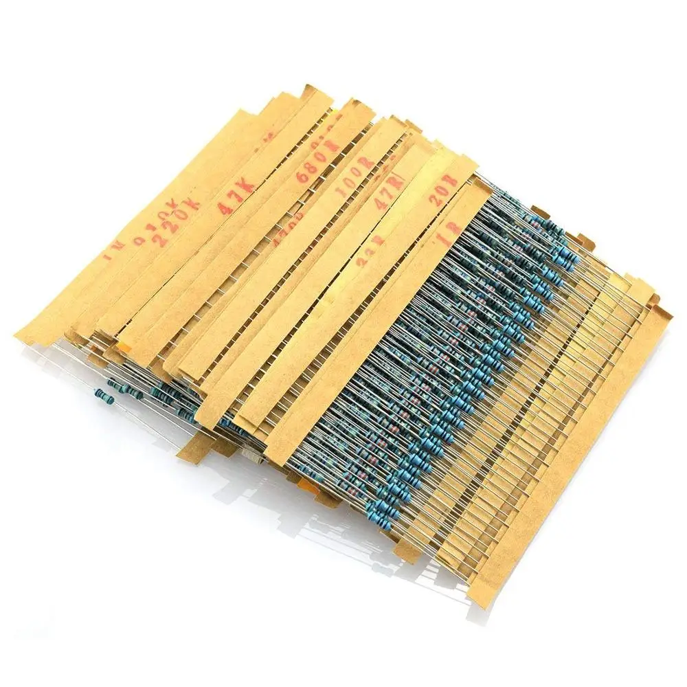 600pcs 10-1M Ohm 1/4W Resistance 1% 30 Kinds Each Value Metal Film Resistor Assortment Kit resistors Each 20 pcs