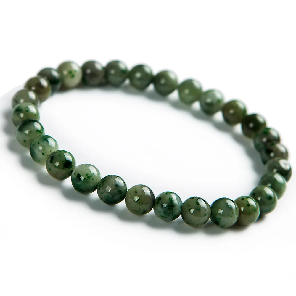 

Natural Green Dushan Jade 7mm Women Men Bracelet Stretch Crystal Genuine Gemstone Round Bead Bracelet AAAAAA