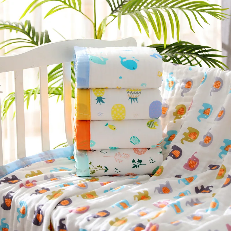 

Newborn Baby Muslin Swaddle Blanket 120*150 CM Baby Blanket Cotton Bath Gauze Infant Wrap Sleepsack Stroller Cover Play Mat