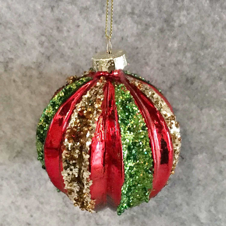 

Christmas tree glass hand-painted vibrating network red accessories decorations shop window layout 8cm watermelon ball